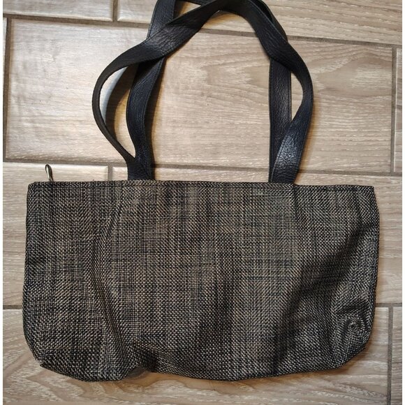 Chilewich Shoulder Bag Purse Double Handle, Gray Brown Tote Basketweave Vacation - Picture 1 of 5
